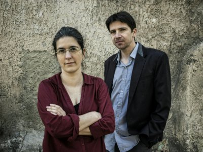 Les fondateurs de L214 Brigitte Gothière et Sébastien Arsac à Lyon, le 1er mars 2016 - JEFF PACHOUD [AFP/Archives]