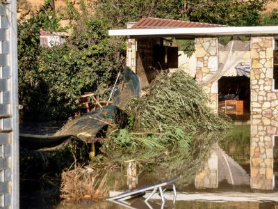 La maison où neuf personnes de la même famille ont péri lors de la crue d'une petite rivière. Casteldaccia, près de Palerme, le 4 novembre 2018. - Alessandro FUCARINI [AFP]