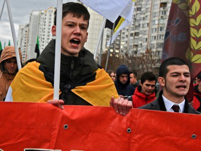 Manifestation lors de la journée de l'Unité nationale, le 4 novembre 2018 à Moscou - Vasily MAXIMOV [AFP]