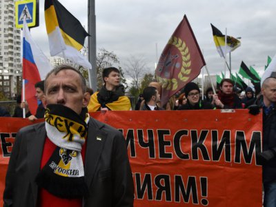Manifestation lors de la journée de l'Unité nationale, le 4 novembre 2018 à Moscou - Vasily MAXIMOV [AFP]