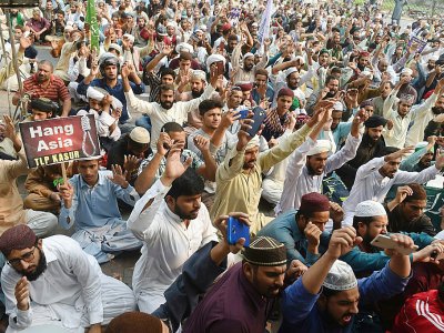 Manifestation d'islamistes contre l'acquittement d'Asia Bibi, le 31 octobre 2018 à Lahore, au Pakistan - ARIF ALI [AFP/Archives]