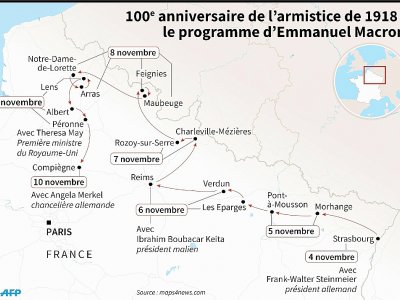 100e anniversaire de l'armistice : le périple de Macron - Simon MALFATTO [AFP]