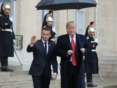 Le président américain Donald Trump reçu à l'Elysée par son homologue français Emmanuel Macron, le 10 novembre 2018 - ludovic MARIN [AFP]