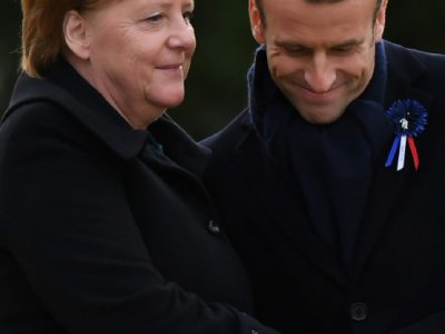 Angela Merkel Emmanuel Macron le 10 novembre 2018 à Rethondes - Alain JOCARD [AFP]
