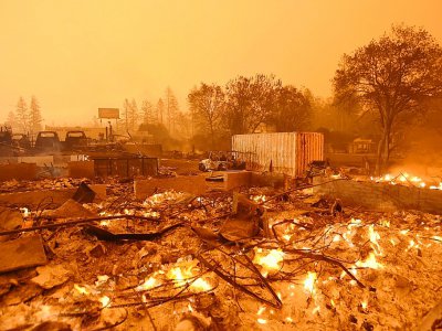 Un quartier détruit par l'incendie qui dévaste la ville de Paradise, en Californie, le 10 novembre 2018. - Josh Edelson [AFP]