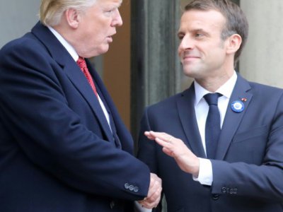 Emmanuel Macron et Donald Trump à l'Elsyée, le 10 novembre 2018 - ludovic MARIN [AFP]