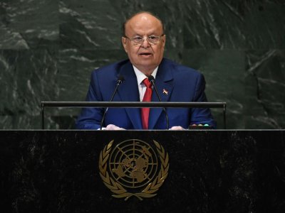 Le président yéménite Abd Rabbo Mansour Hadi s'adresse à l'Assemblée générale des Nations unies à New York le 26 september 2018 - TIMOTHY A. CLARY [AFP/Archives]