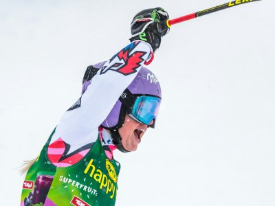 La Française Tessa Worley à l'arrivée du slalom géant de Soelden, le 27 octobre 2018 - Johann GRODER [APA/AFP/Archives]