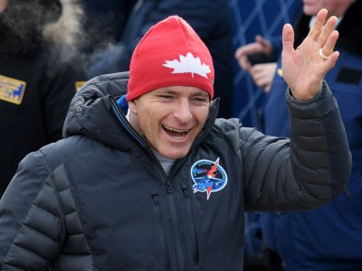 Le cosmonaute canadien David Saint-Jacques lors de la cérémonie organisée le 3 décembre 2018 à Baïkonour avant le lancement de leur fusée - Kirill KUDRYAVTSEV [AFP]