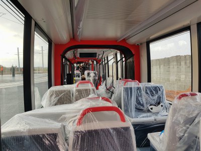 Essais du tramway de Caen la mer en décembre 2018. - Etienne Escuer