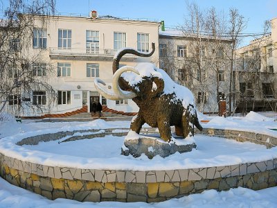 Une sculpture de mammouth à l'Institut Melnikov, le 26 novembre 2018 - Mladen ANTONOV [AFP/Archives]