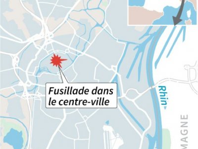Localisation du centre-ville de Strasbourg, cible d'une fusillade mardi soir - Laurence SAUBADU [AFP]