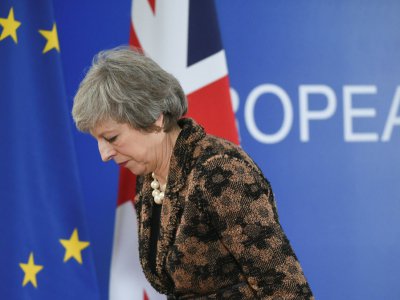 La Première ministre Theresa May après sa conférence de presse à Bruxelles le 14 décembre 2018 - JOHN THYS [AFP]