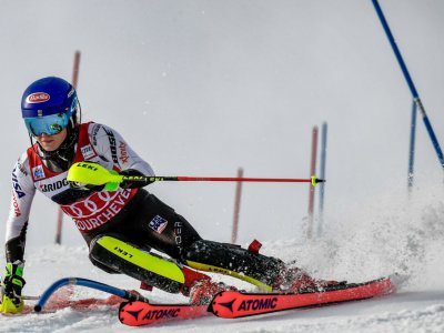 L'Américaine Mikaela Shiffrin remporte le slalom de Courchevel le 22 décembre 2018 - JEFF PACHOUD [AFP]