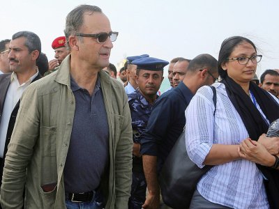 Le chef des observateurs de l'ONU, le général à la retraite Patrick Cammaert, en visite au port de Hodeida (Yémen), le 24 décembre 2018 - STR [AFP]