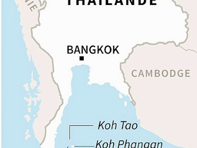 Carte de la Thaïlande montrant les îles de Koh Phangan, Koh Tao et Koh Samui où la tempête tropicale Pabuk arrivait vendredi matin - AFP [AFP]