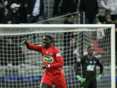 Le jeune défenseur d'Andrézieux Bryan Ngwabije a ouvert la voix vers l'élimination de Marseille de la Coupe de France, le 6 janvier 2019 - JEFF PACHOUD [AFP]