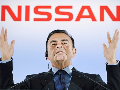 L'ex-patron de Nissan Carlos Ghosn lors d'une conférence de presse au siège de l'entreprise automobile à Yokohama, près de Tokyo, le 11 mai 2012 - Toru YAMANAKA [AFP/Archives]