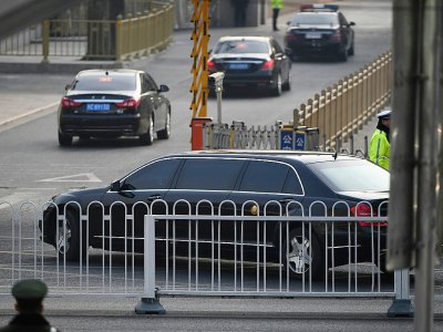 Le convoi du dirigeant nord-coréen Kim Jong Un arrive à la gare de Pékin le 9 janvier 2019 - Greg Baker [AFP]