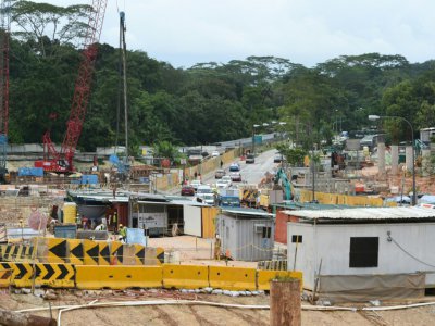 Les travaux de construction d'un vaste projet écotouristique à Singapour, le 14 décembre 2018 - ROSLAN RAHMAN [AFP]