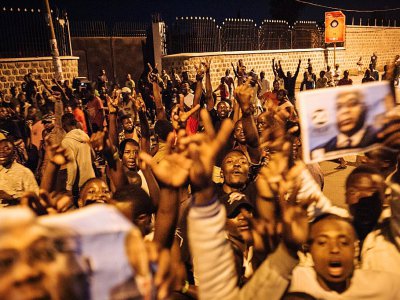 Des Congolais fêtent l'annonce de l'élection de Felix Tshisekedi à la présidence, le 10 janvier 2019 à Goma, en RDC - ALEXIS HUGUET [AFP]