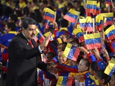 Le président du Venezuela Nicolas Maduro lors de son investiture pour un deuxième mandat, le 10 janvier 2019 à Caracas - YURI CORTEZ [AFP]