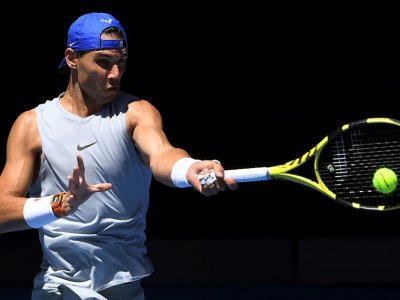 L'Espagnol Rafael Nadal lors d'une séance d'entraînement en vue de l'Open d'Australie, le 11 janvier 2019 à Melbourne - William WEST [AFP]