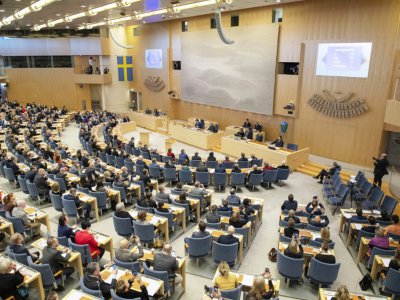 Le Parlement suédois reconduit Stefan Löfven au poste de Premier ministre, le 18 janvier 2019 à Stockholm - Jessica GOW [TT News Agency/AFP]