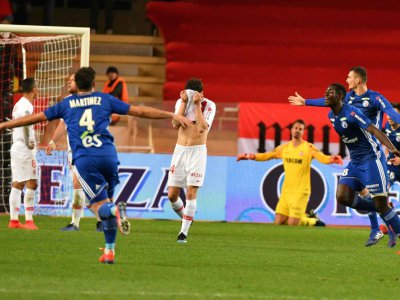 Le joueur de Strasbourg Ibrahima Sissoko buteur lors de la victoire à Monaco 5-1 lors de la 21e journée de L1 - YANN COATSALIOU [AFP]