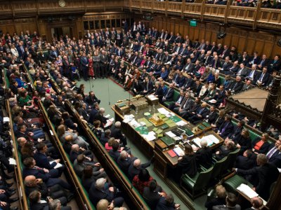 La Chambre des Communes à Londres, le 15 janvier 2019 lors du rejet massif par les députés de l'accord trouvé entre Theresa May et l'Union européenne sur le Brexit - Mark DUFFY [UK PARLIAMENT/AFP/Archives]