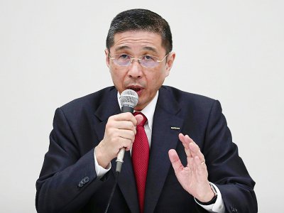 Hiroto Saikawa, président de Nissan lors d'une conférence de presse, à Yokohama, le 17 décembre 2018 - Behrouz MEHRI [AFP]