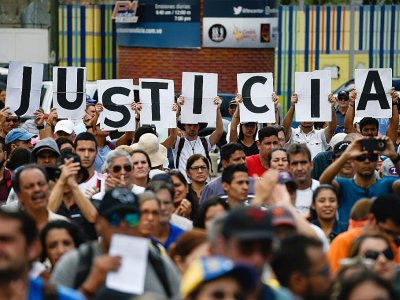 Rassemblement des partisans de Juan Guaido, venus écouter son discours à Caracas, le 26 janvier  2019 - Federico PARRA [AFP]