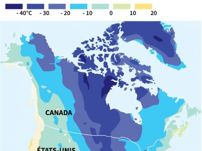 Les prévisions de températures pour le 30 janvier 2018 en Amérique du Nord - Laurence SAUBADU [AFP]