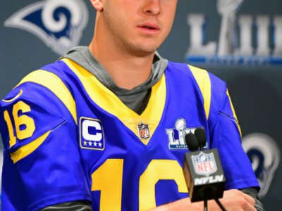 Jared Goff des Los Angeles Rams en conférence de presse, le 30 janvier 2019 à Atlanta - Scott Cunningham [Getty/AFP]