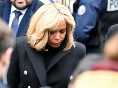 Brigitte Macron assiste aux obsèques de Michel Legrand, le 1er février 2019 à Paris - Alain JOCARD [AFP]