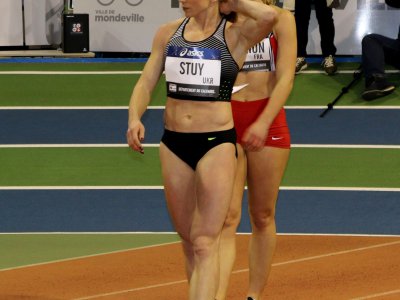 Hrystyna Stuy (Ukraine) a parfaitement assumé sa position de leader sur le 60 mètres féminin.  - Sylvain Letouzé