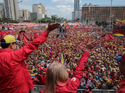 Le président Nicolas Maduro s'adresse à ses partisans le 2 février 2019 à Caracas - HO [Venezuelan Presidency/AFP]