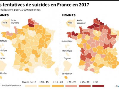 Les tentatives de suicide en France en 2017 - Sophie RAMIS [AFP]