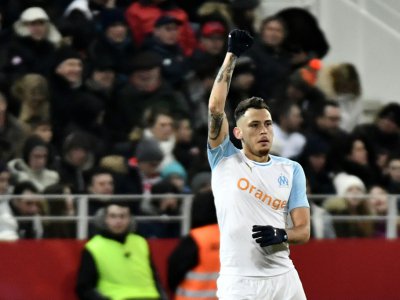 Le joueur de Marseille Lucas Ocampos buteur lors de la victoire 2-0 à Dijon en 24e journée de L1 le 8 février 2019 - JEFF PACHOUD [AFP]