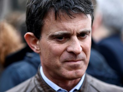 L'ex-Premier ministre français Manuel Valls, candidat à la mairie de Barcelone, à la manifestation contre Pedro Sanchez le 10 février 2019 à Madrid - OSCAR DEL POZO [AFP]