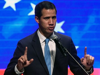 L'opposant vénézuélien Juan Guaido lors d'un meeting à Caracas, le 14 février 2019 - Federico PARRA [AFP]