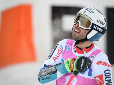 Le Français Thomas Fanara lors de sa troisième place sur le géant d'Adelboden le 12 janvier 2019 - Fabrice COFFRINI [AFP/Archives]
