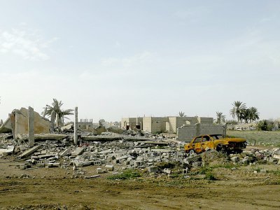 Des immeubles détruits près du réduit de l'EI à Baghouz, dans l'est syrien, le 16 février 2019 - Delil SOULEIMAN [AFP]