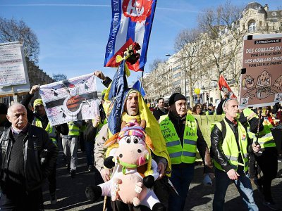 Nouvelle mobilisation de "gilets jaunes", le 17 février 2019 sur les Champs-Elysées à Paris - ERIC FEFERBERG [AFP]