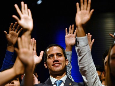 l'opposant vénézuélien Juan Guaido, le 11 février 2019 à Caracas - YURI CORTEZ [AFP/Archives]