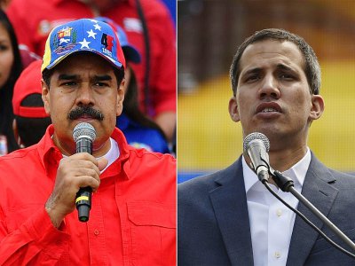 Le président vénézuélien Nicolas Maduro (à gauche) et l'opposant et président autoproclamé Juan Guaido - Yuri CORTEZ, Juan BARRETO [AFP]