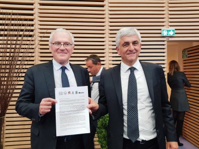 Jean-Bernard Levy, le président d'EDF, aux côtés d'Hervé Morin le président de la région Normandie - Charles de Quillacq
