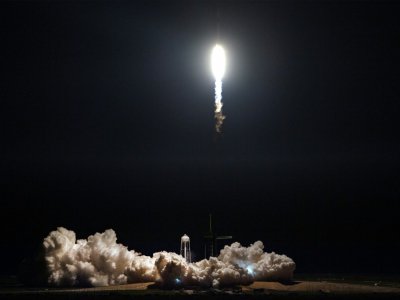 Départ de la fusée Falcon 9 avec la capsule Crew Dragon depuis le centre spatial Kennedy, le 2 mars 2019 - Jim WATSON [AFP]