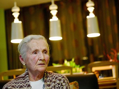 Marilena Langu Dojaka, 77 ans, née à Tirana après la fuite de sa mère en 1939 depuis la Tchécoslovaquie vers l'Albanie, lors d'un entretien avec l'AFP le 6 février 2019 à Bérat, en Albanie - Gent SHKULLAKU [AFP]