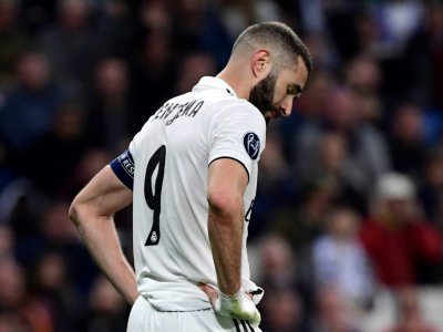 L'attaquant du joueur du Real Madrid Karim Benzema lors de la défaite 4-1 à domicile face à l'Ajax en 8e de finale de Ligue des champions le 5 mars 2019 - JAVIER SORIANO [AFP]